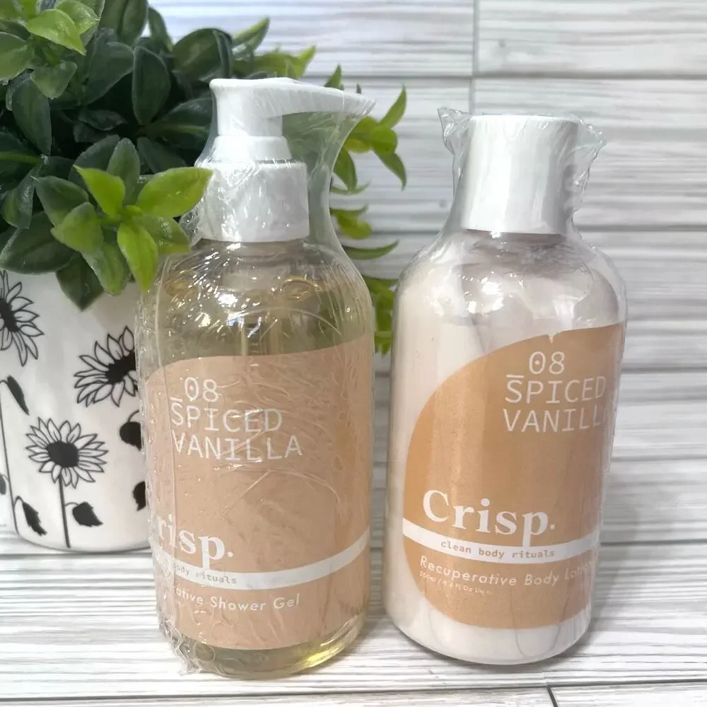 NEW Crisp 08 Spiced Vanilla Recuperative Shower Gel and Body Lotion Gift Set